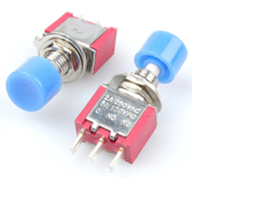 Picture of 6mm Mini Momentary Automatic return Push Button Switch ON-(ON) 2A 250VAC/5A 120VAC Toggle Switch BLUE